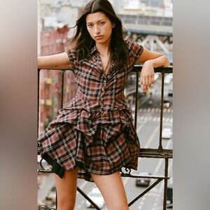 Urban Outfitters BDG Checkered Ruffle Mini Dress